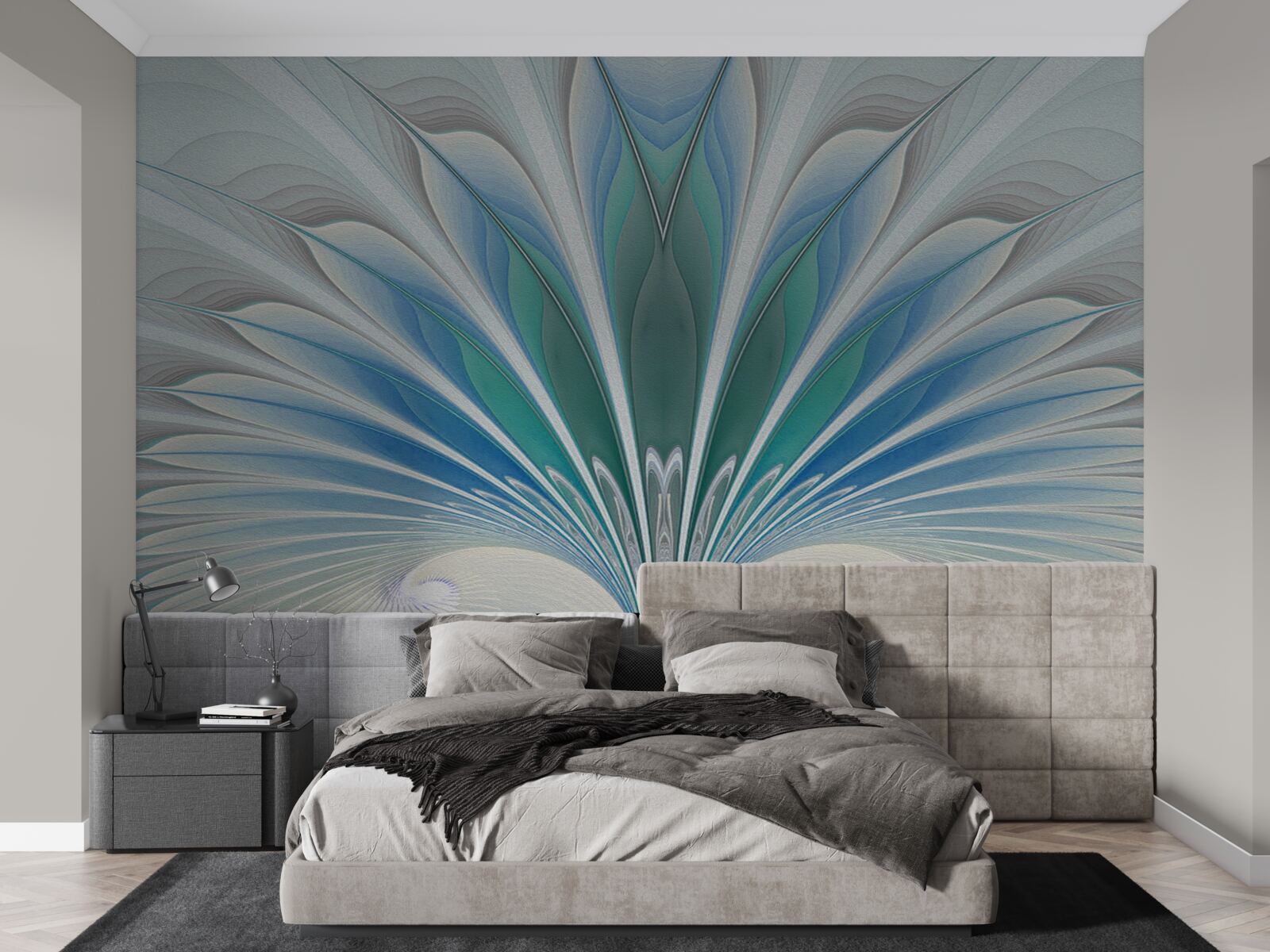 Фотошпалери синє пір'я створює абстракцію