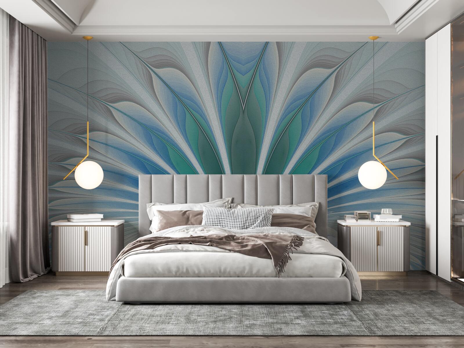 Фотошпалери синє пір'я створює абстракцію