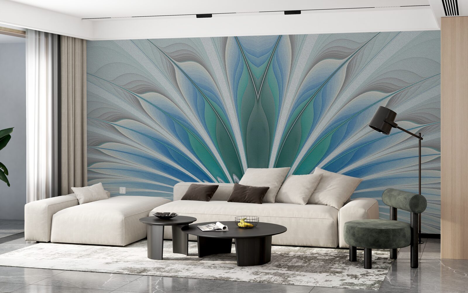 Фотошпалери синє пір'я створює абстракцію