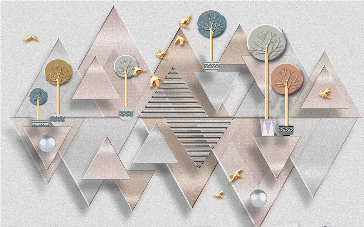 Фотошпалери відображення лісу у воді представлено у вигляді геометричної абстракції