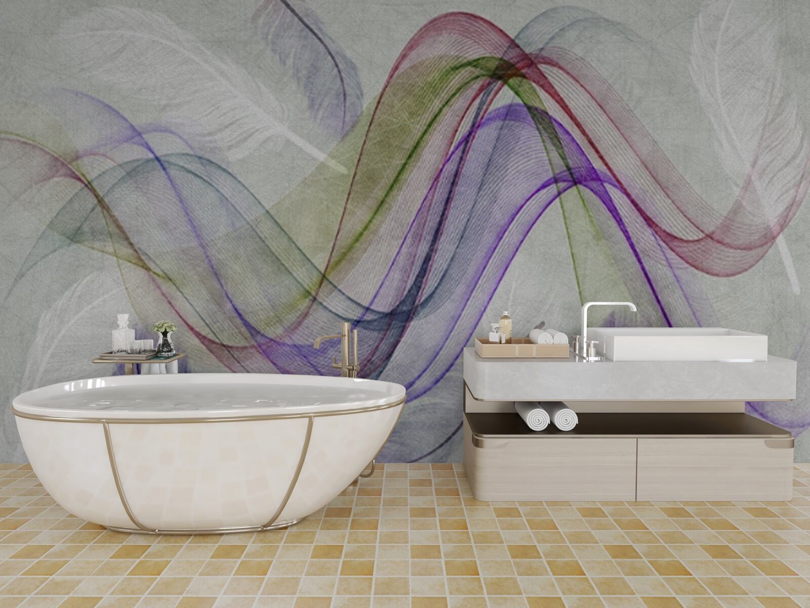 Фотошпалери абстрактні кольорові лінії