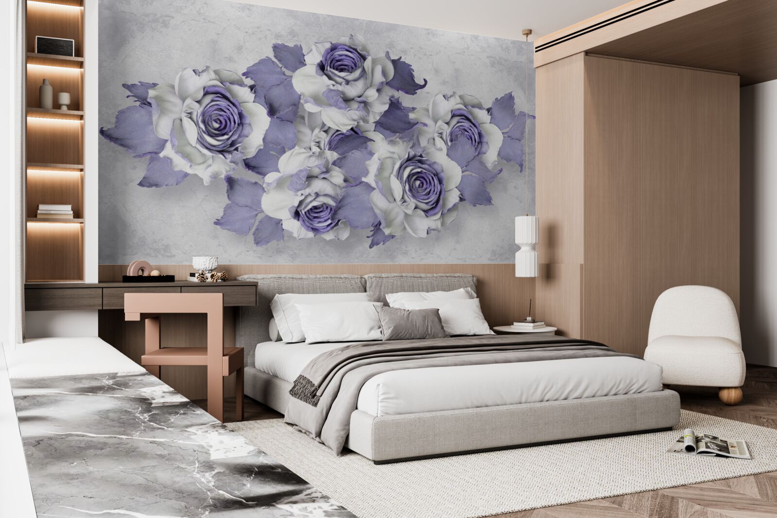 Фотошпалери Вишуканий букет троянд в ніжному бузковому відтінку