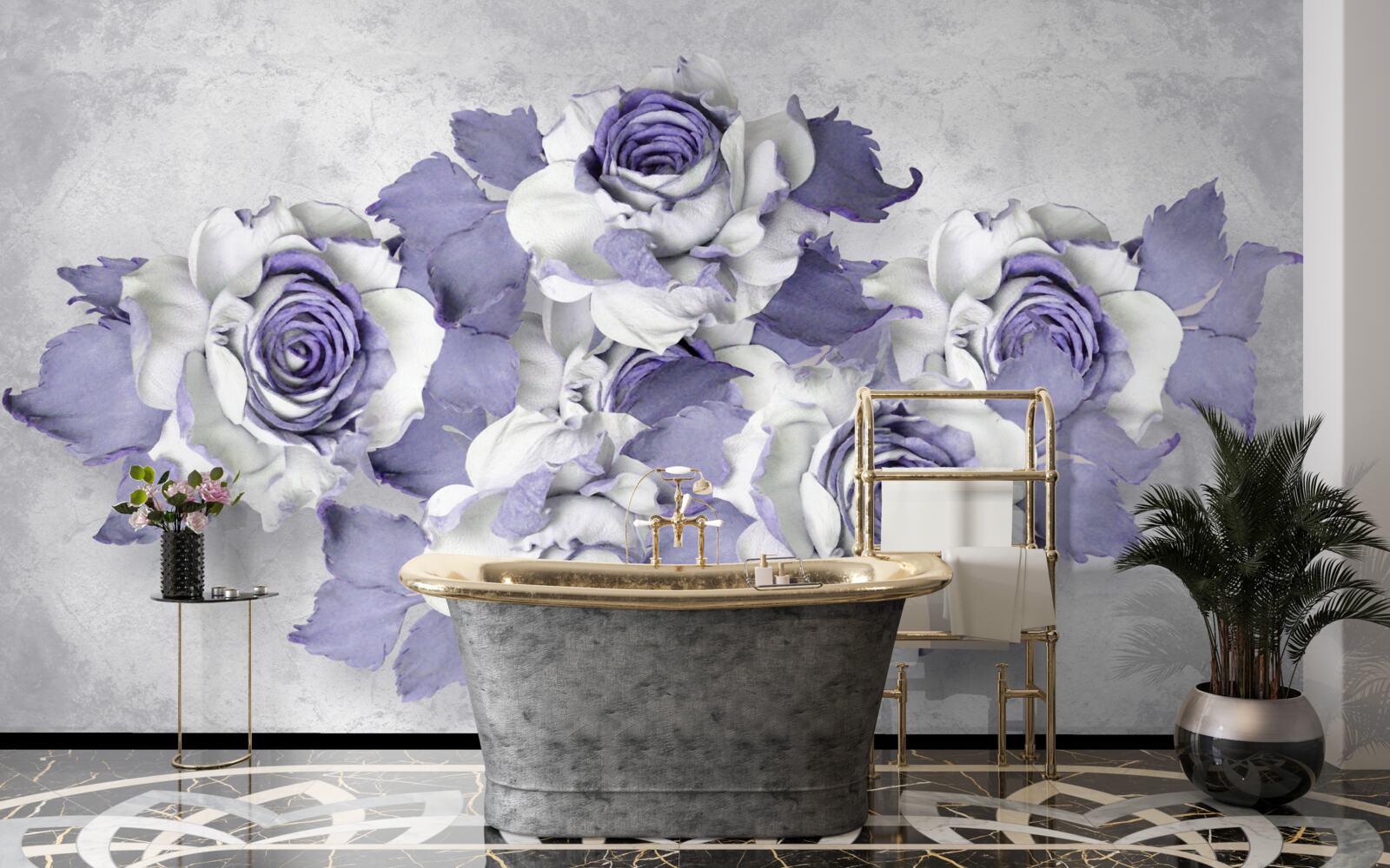 Фотошпалери Вишуканий букет троянд в ніжному бузковому відтінку