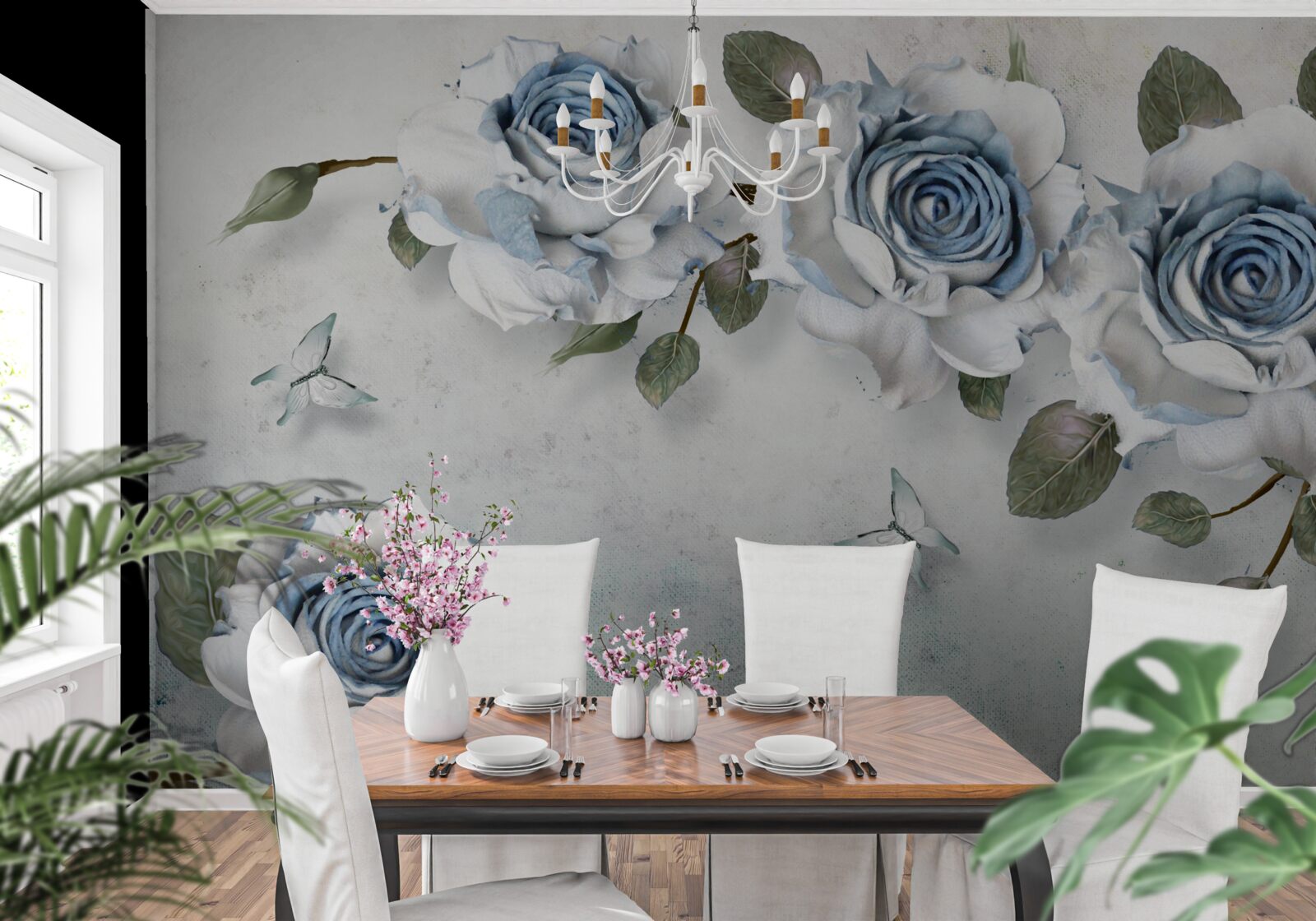 Фотошпалери вражаючі білосніжні бутони з блакитним центром