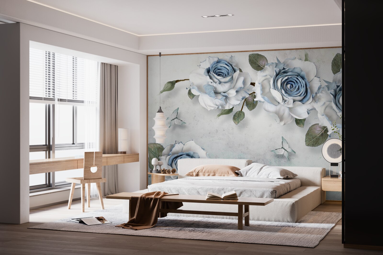 Фотошпалери вражаючі білосніжні бутони з блакитним центром