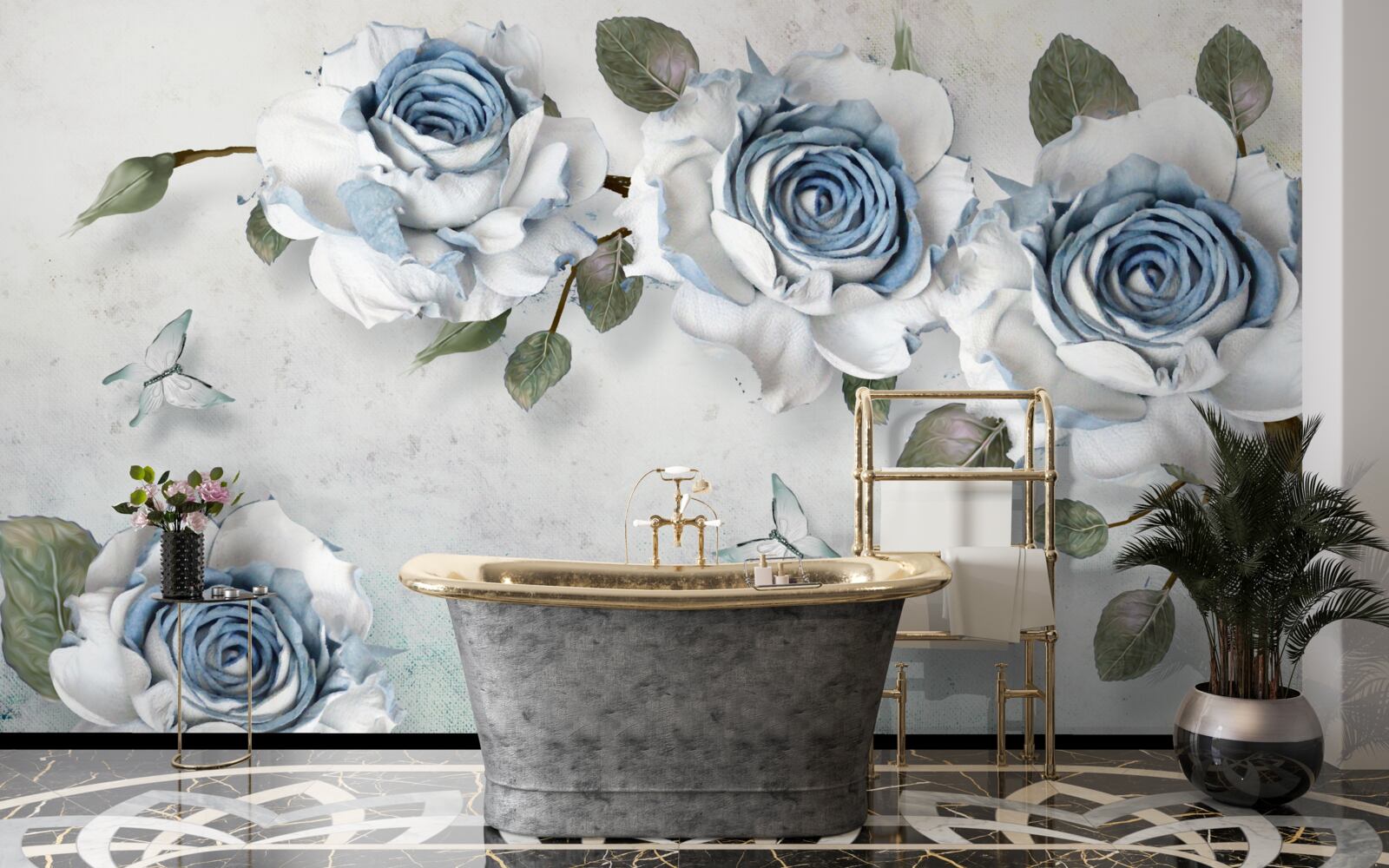 Фотошпалери вражаючі білосніжні бутони з блакитним центром