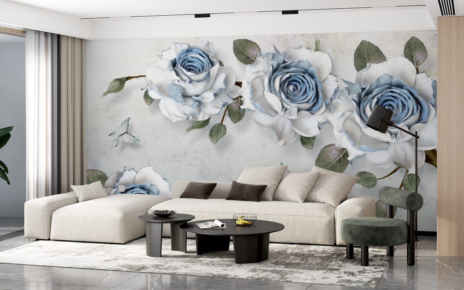 Фотошпалери вражаючі білосніжні бутони з блакитним центром