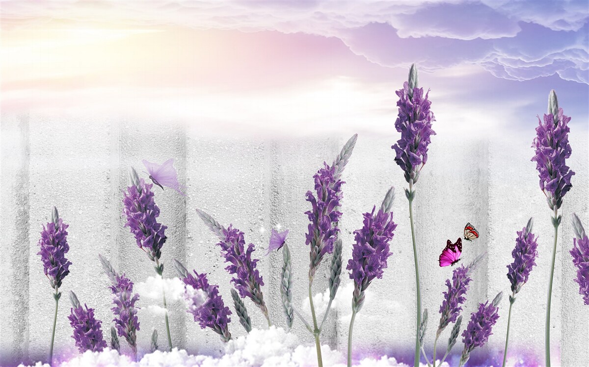 Фотошпалери небесний фон з абстрактними відтінками лаванди