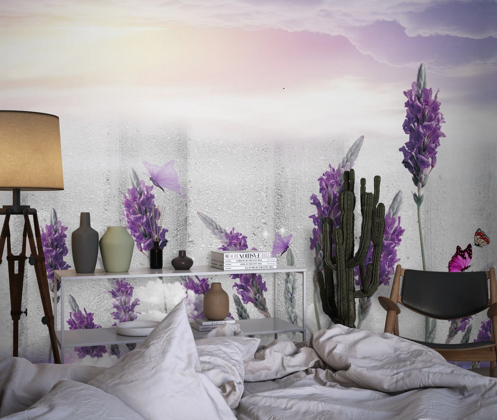 Фотошпалери небесний фон з абстрактними відтінками лаванди