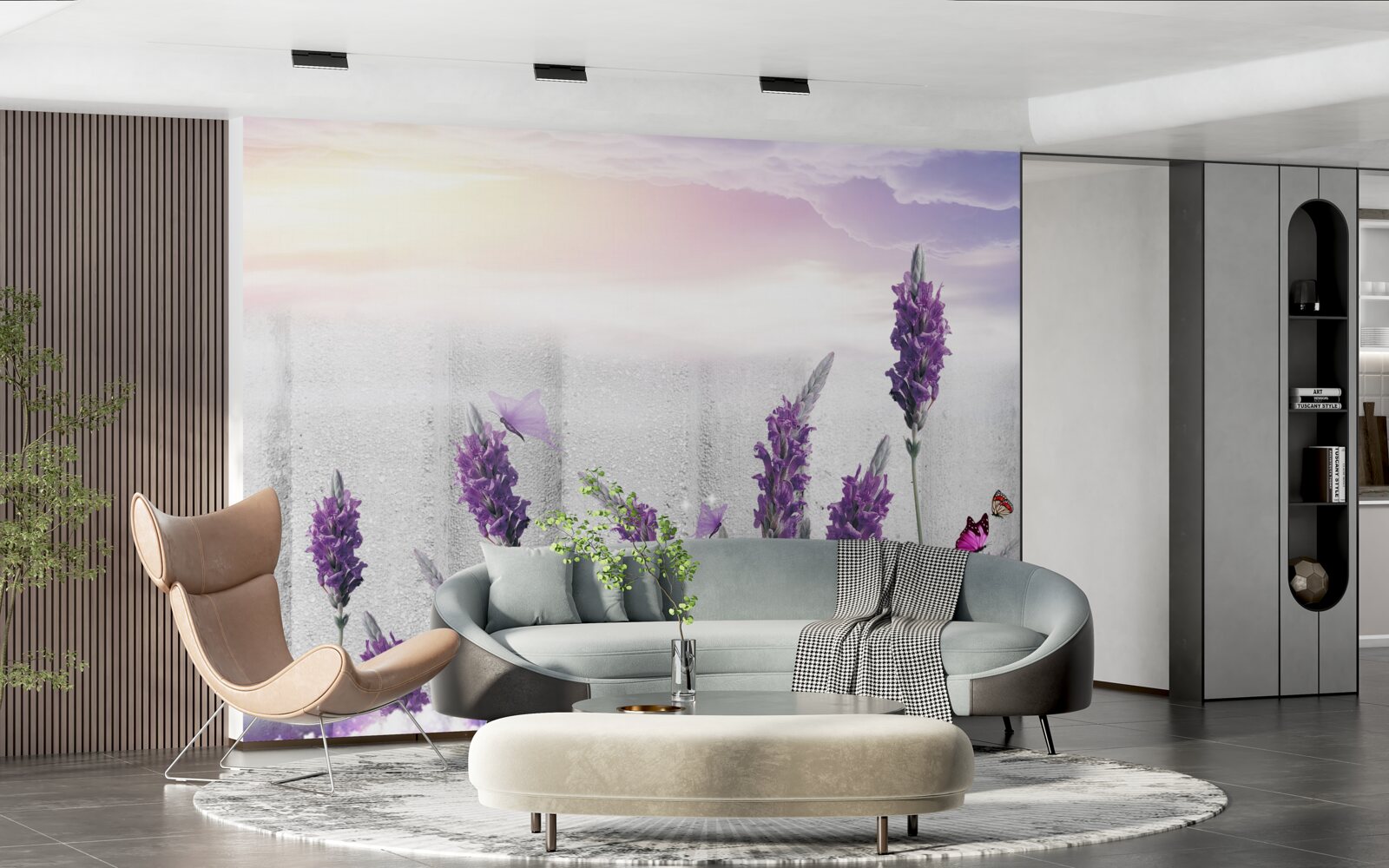 Фотошпалери небесний фон з абстрактними відтінками лаванди