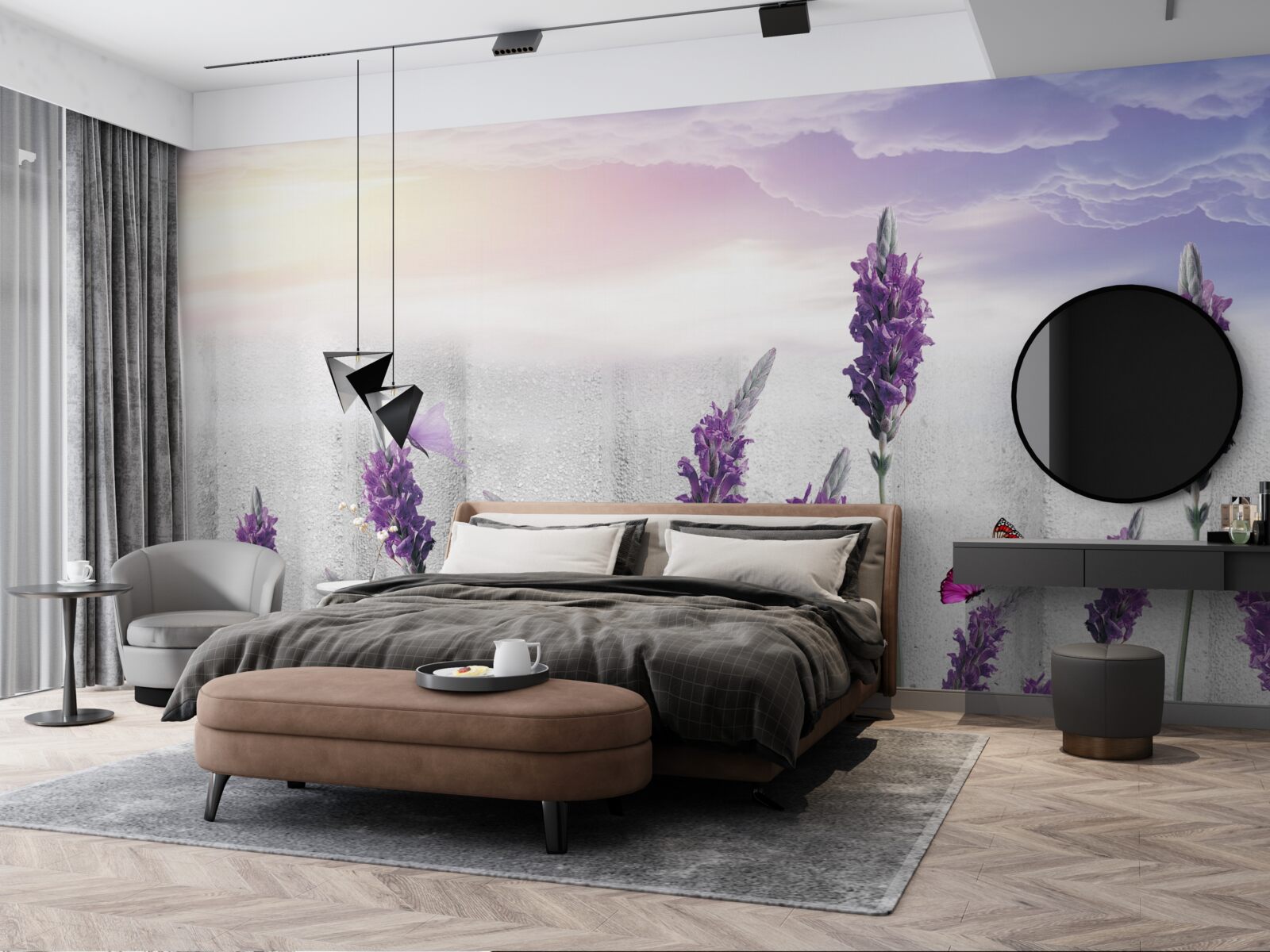 Фотошпалери небесний фон з абстрактними відтінками лаванди