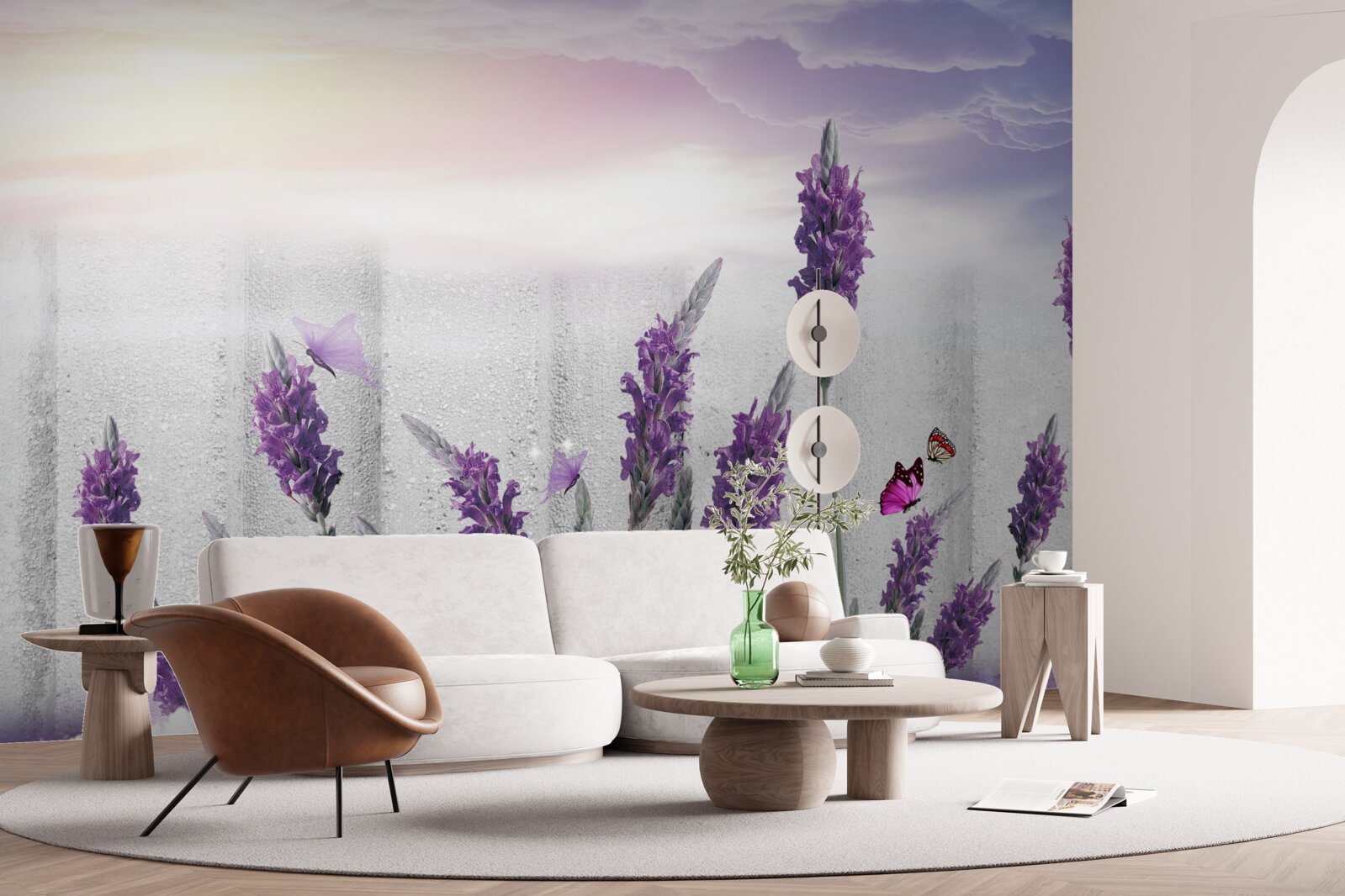 Фотошпалери небесний фон з абстрактними відтінками лаванди