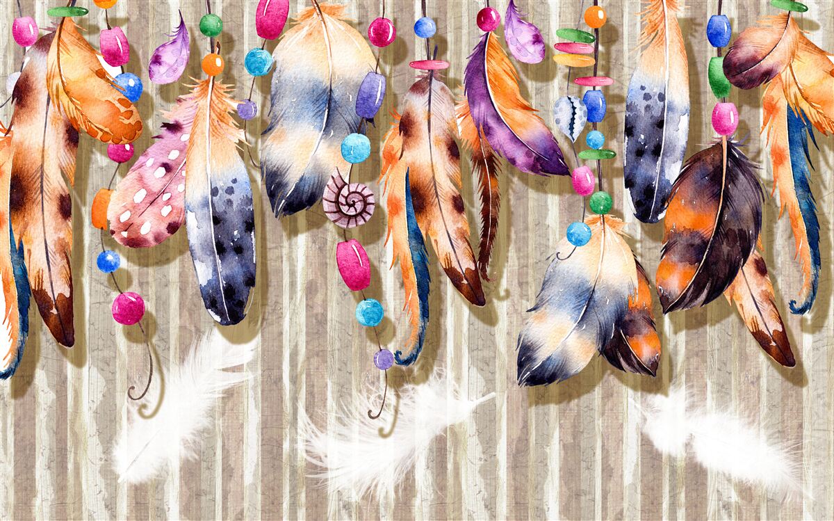 Фотошпалери незвичайне пір'я різних кольорів