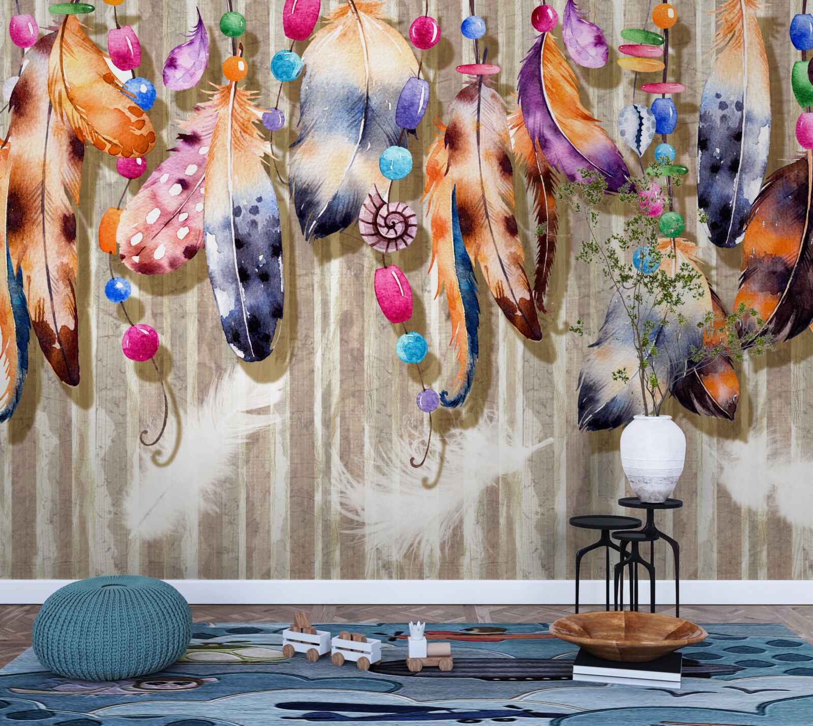 Фотошпалери незвичайне пір'я різних кольорів