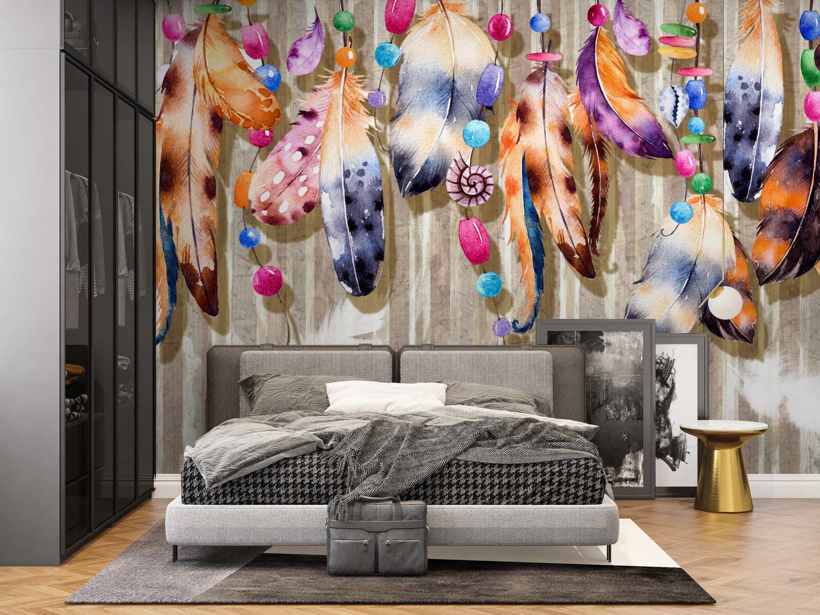 Фотошпалери незвичайне пір'я різних кольорів