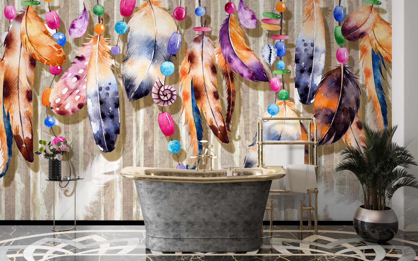 Фотошпалери незвичайне пір'я різних кольорів