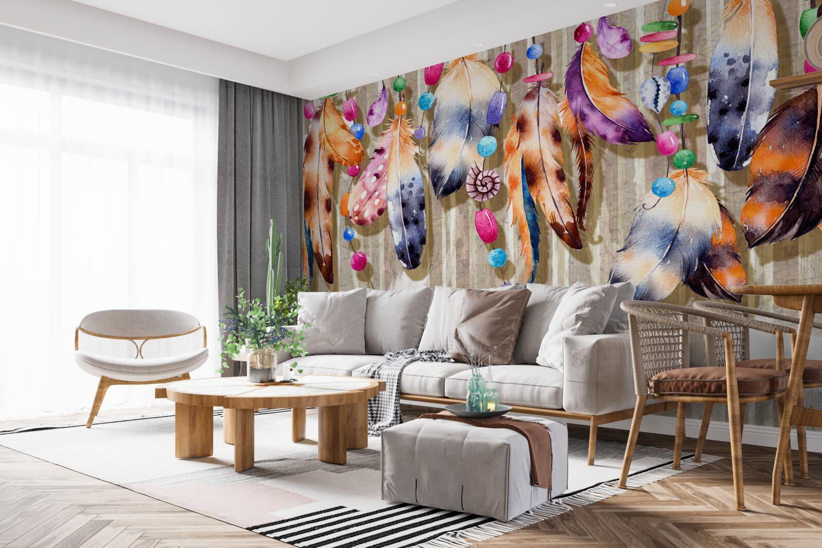 Фотошпалери незвичайне пір'я різних кольорів