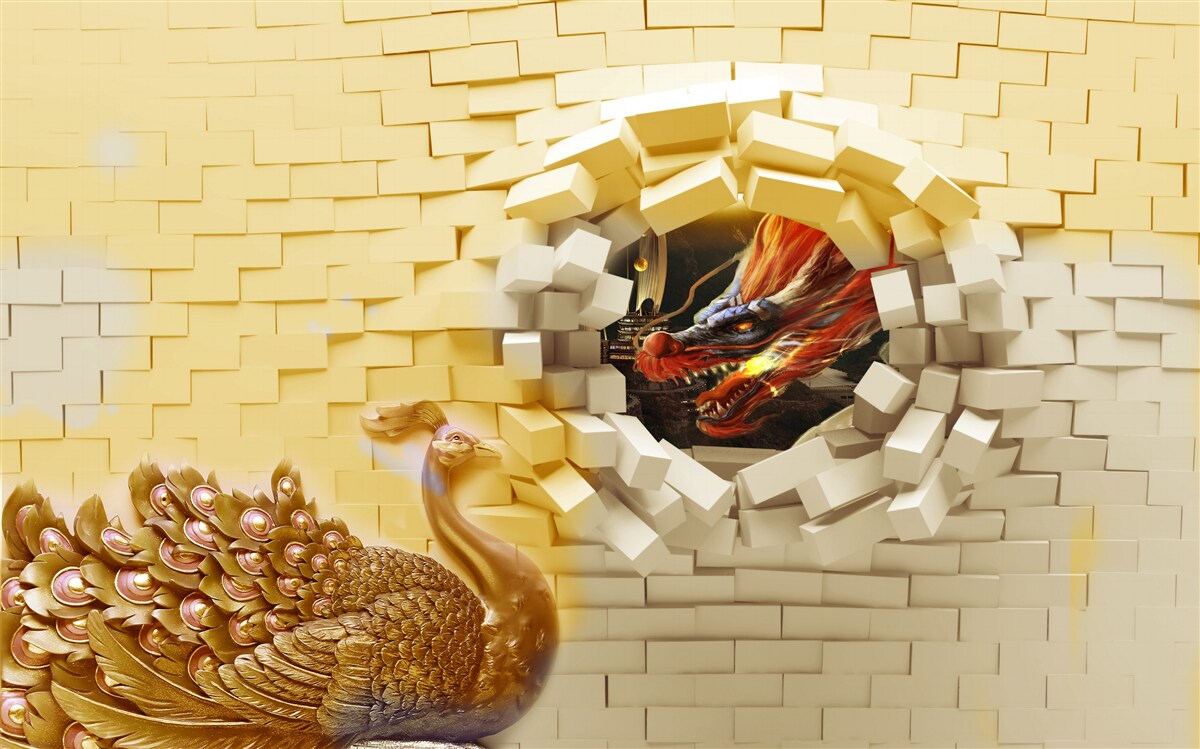 Фотошпалери Стіну руйнує павич