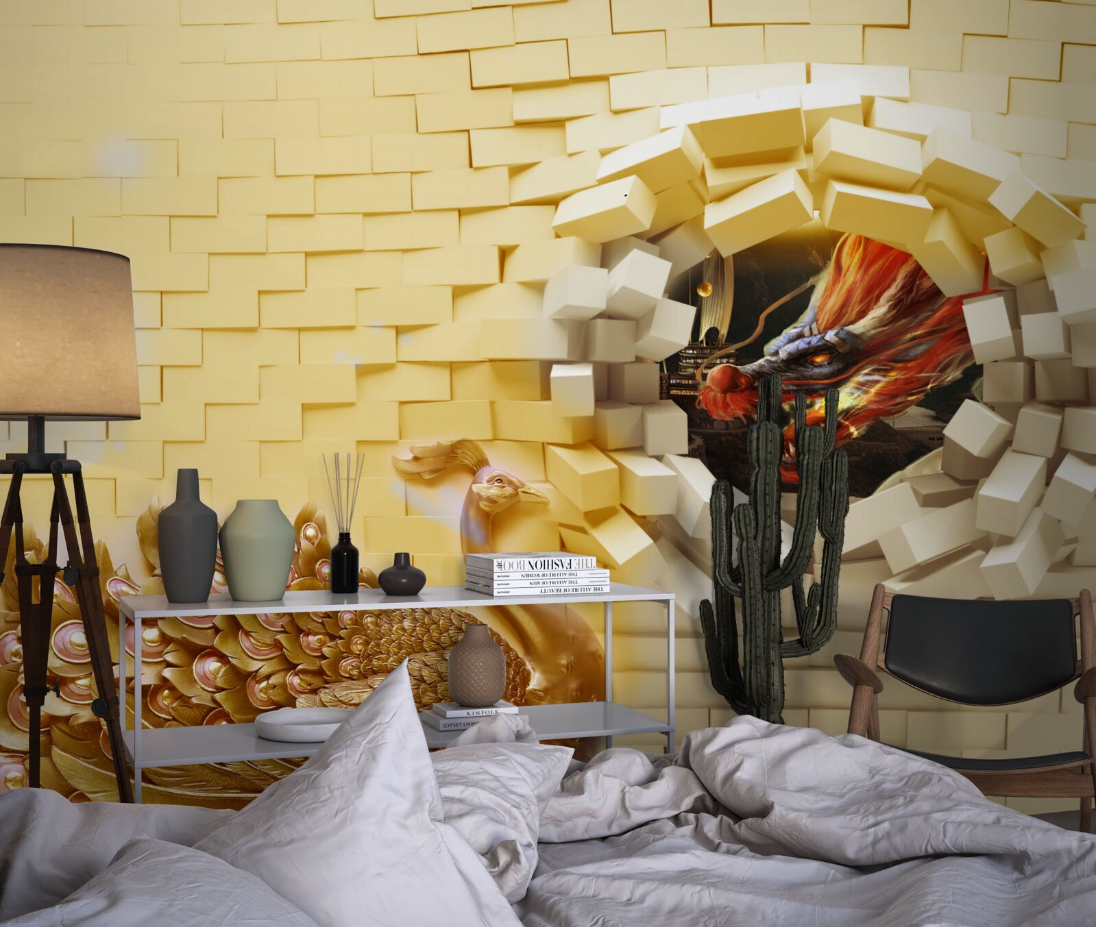 Фотошпалери Стіну руйнує павич