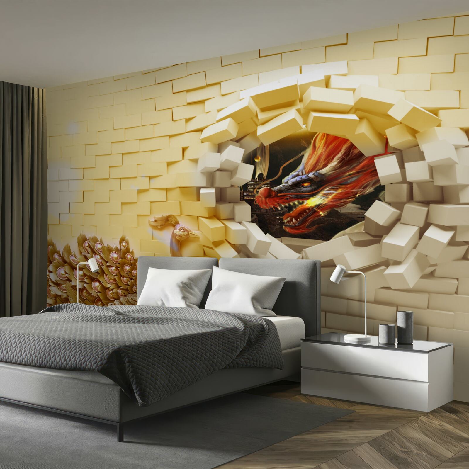 Фотошпалери Стіну руйнує павич