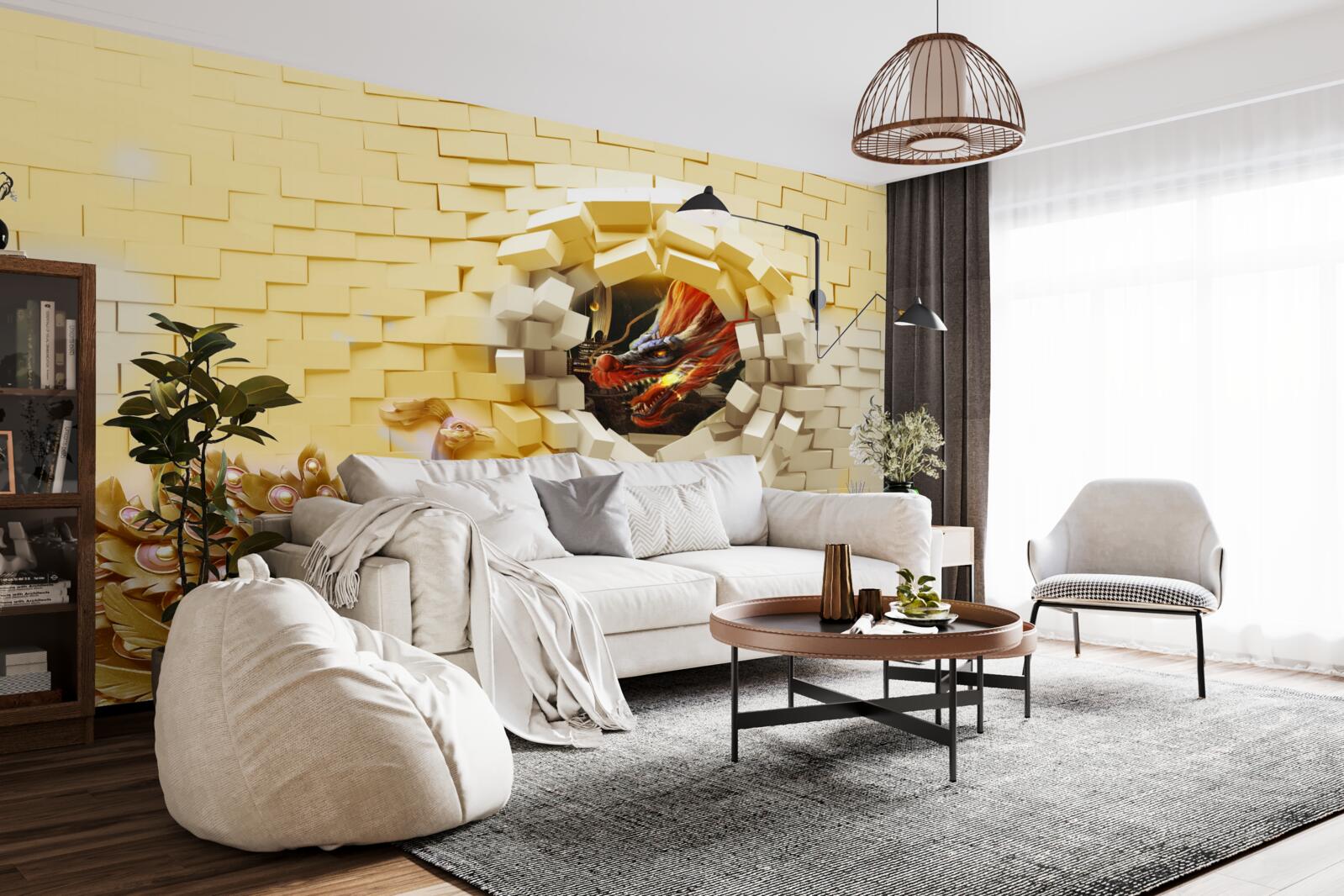 Фотошпалери Стіну руйнує павич