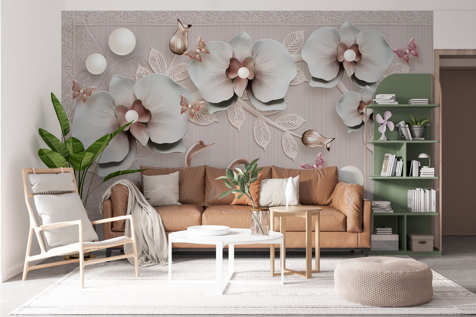 Фотошпалери прикрашені золотом лебеді плавають серед водяних квітів