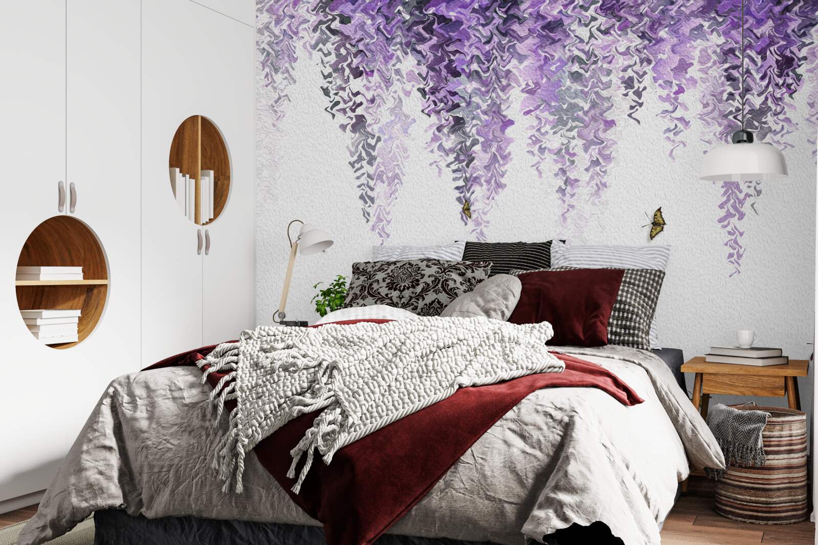 Фотошпалери відображення квіток бузку у воді