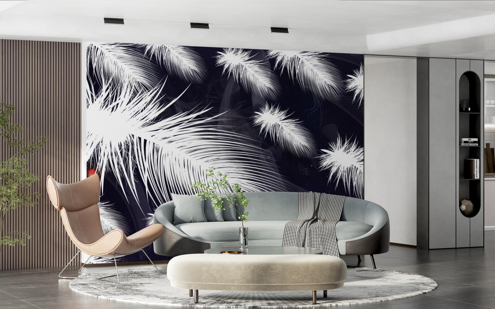 Фотошпалери пір'я біле, м'яке та пухнасте