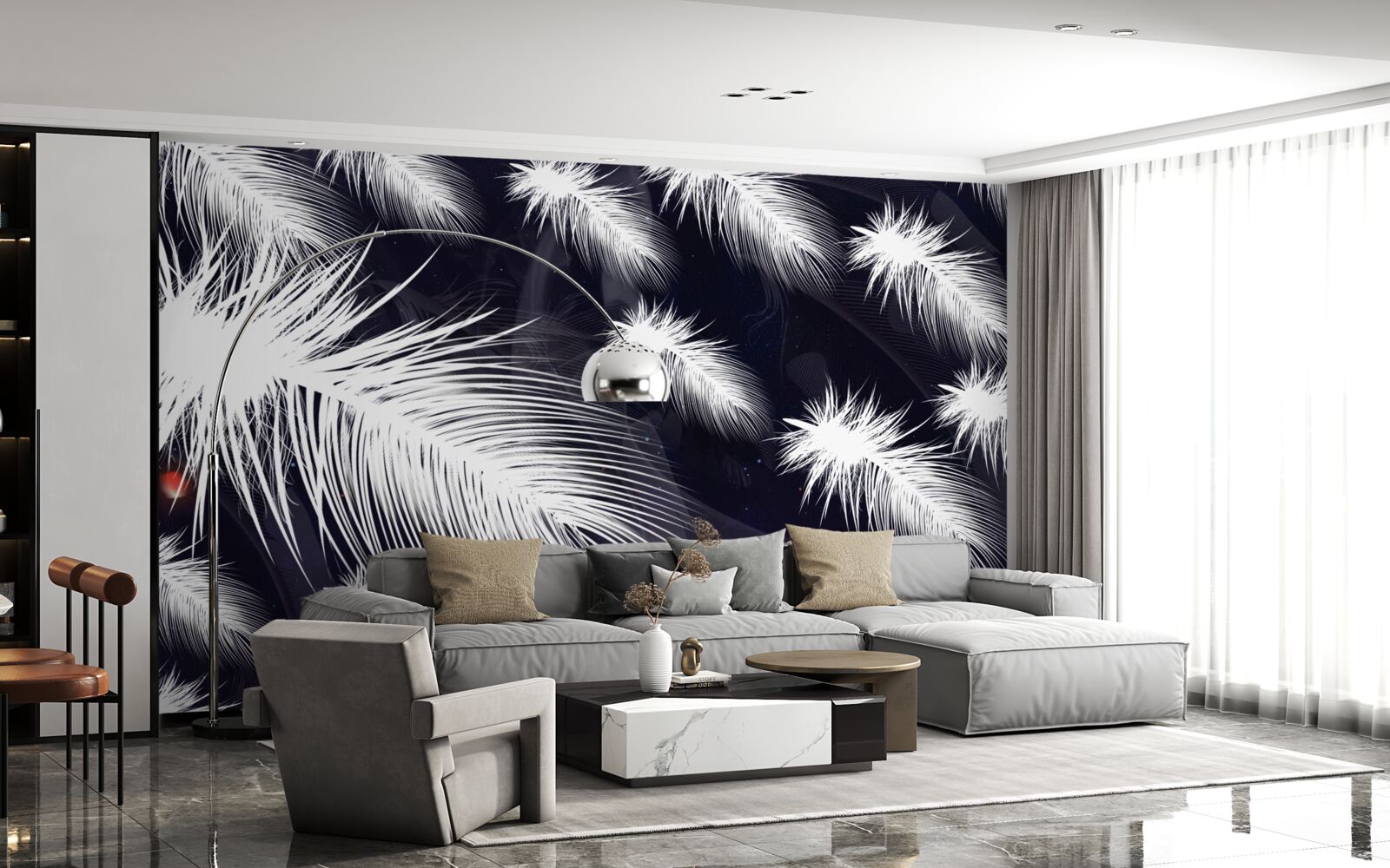 Фотошпалери пір'я біле, м'яке та пухнасте