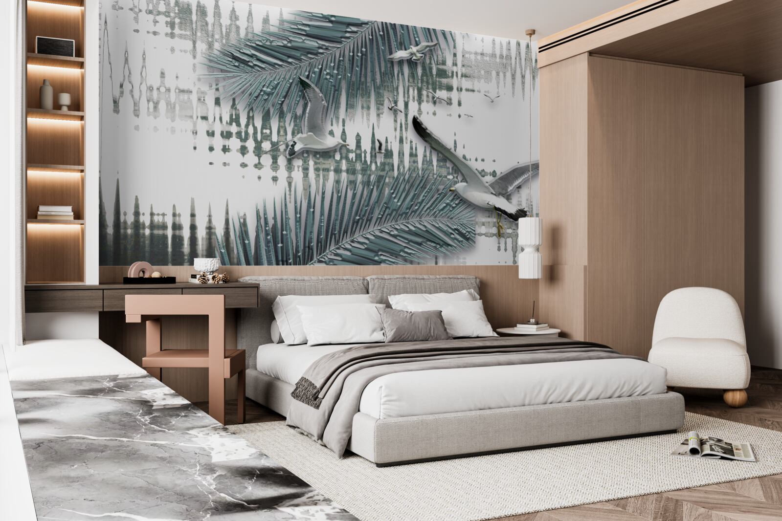 Фотошпалери чайки та пір'я