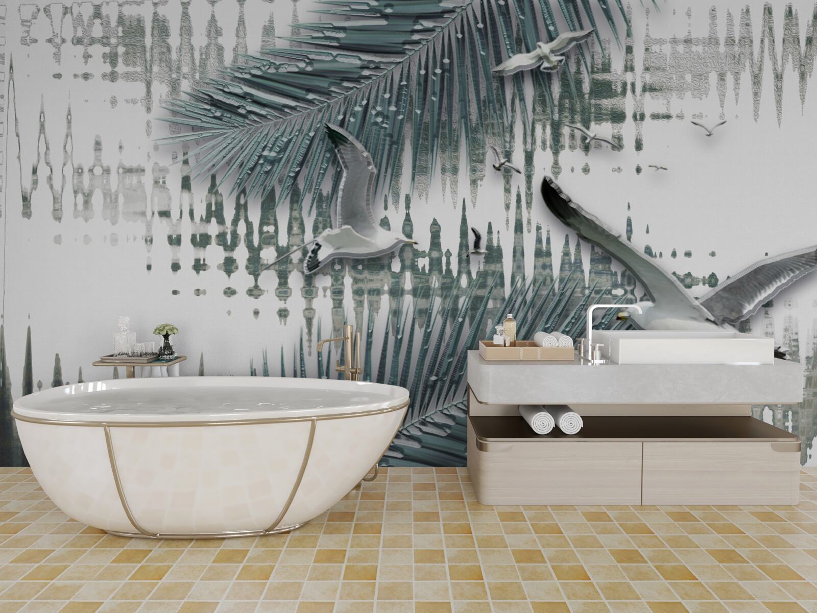 Фотошпалери чайки та пір'я