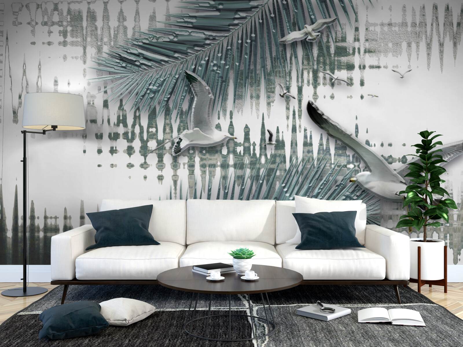 Фотошпалери чайки та пір'я