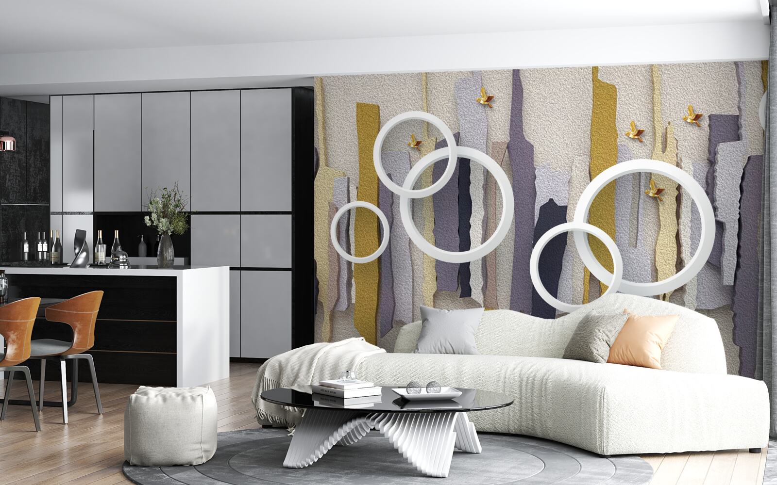 Фотошпалери абстрактний фон з білими колами