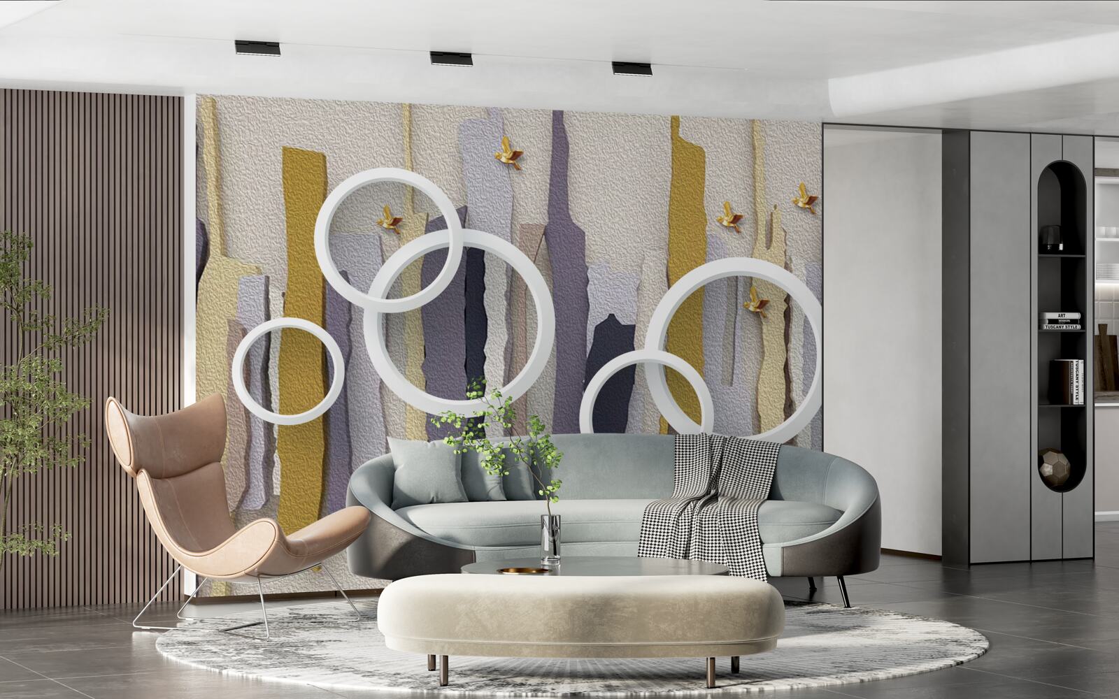 Фотошпалери абстрактний фон з білими колами