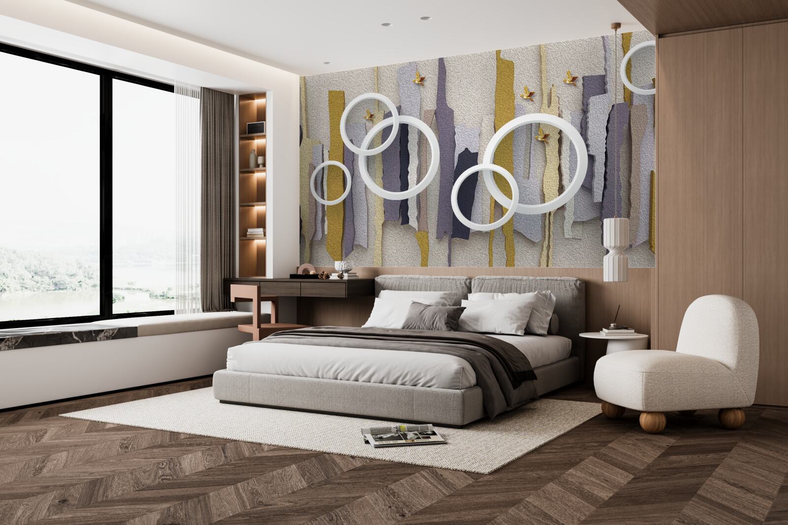 Фотошпалери абстрактний фон з білими колами