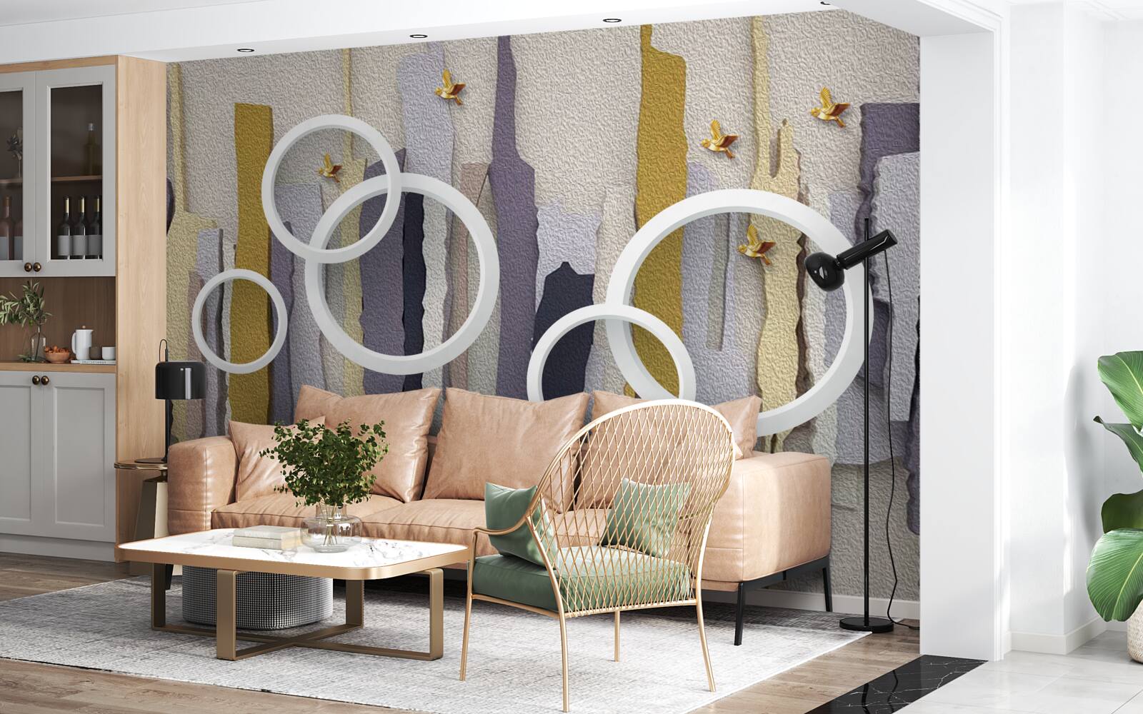 Фотошпалери абстрактний фон з білими колами