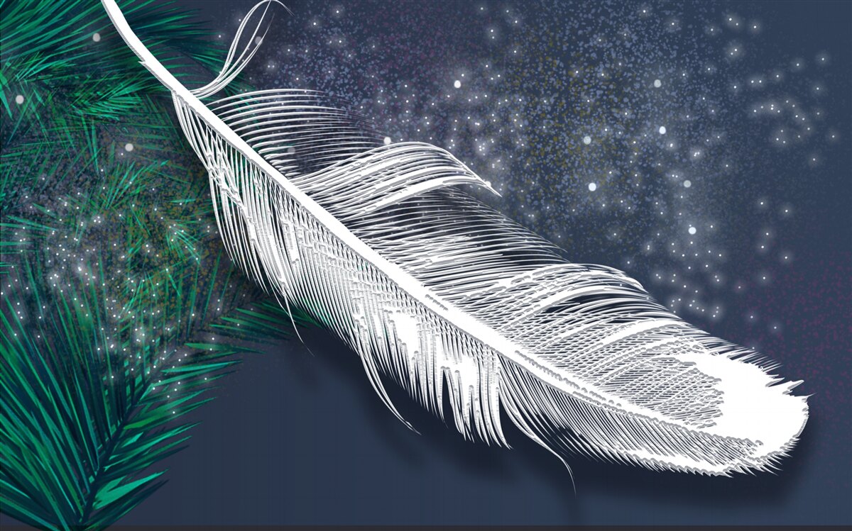 Фотошпалери об'ємне білосніжне оперення