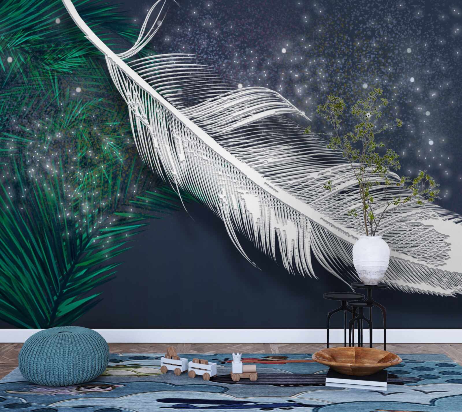 Фотошпалери об'ємне білосніжне оперення