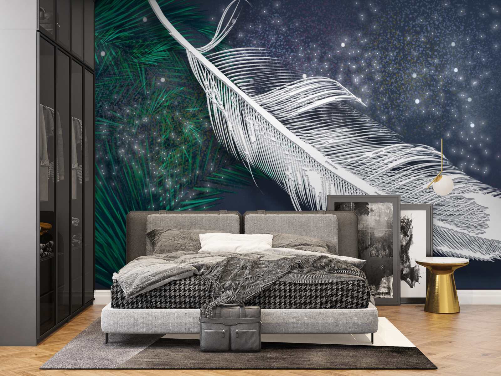 Фотошпалери об'ємне білосніжне оперення