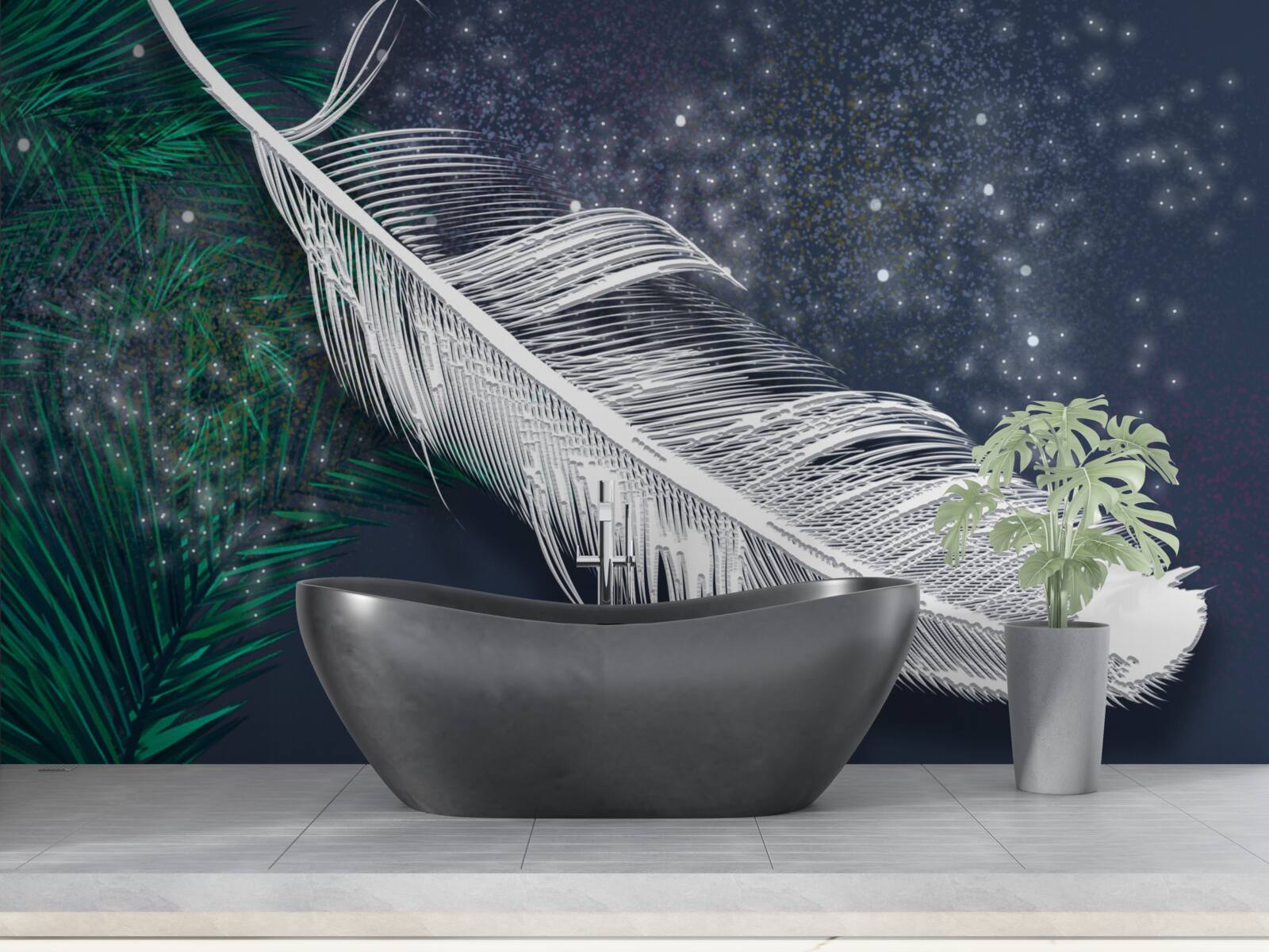 Фотошпалери об'ємне білосніжне оперення