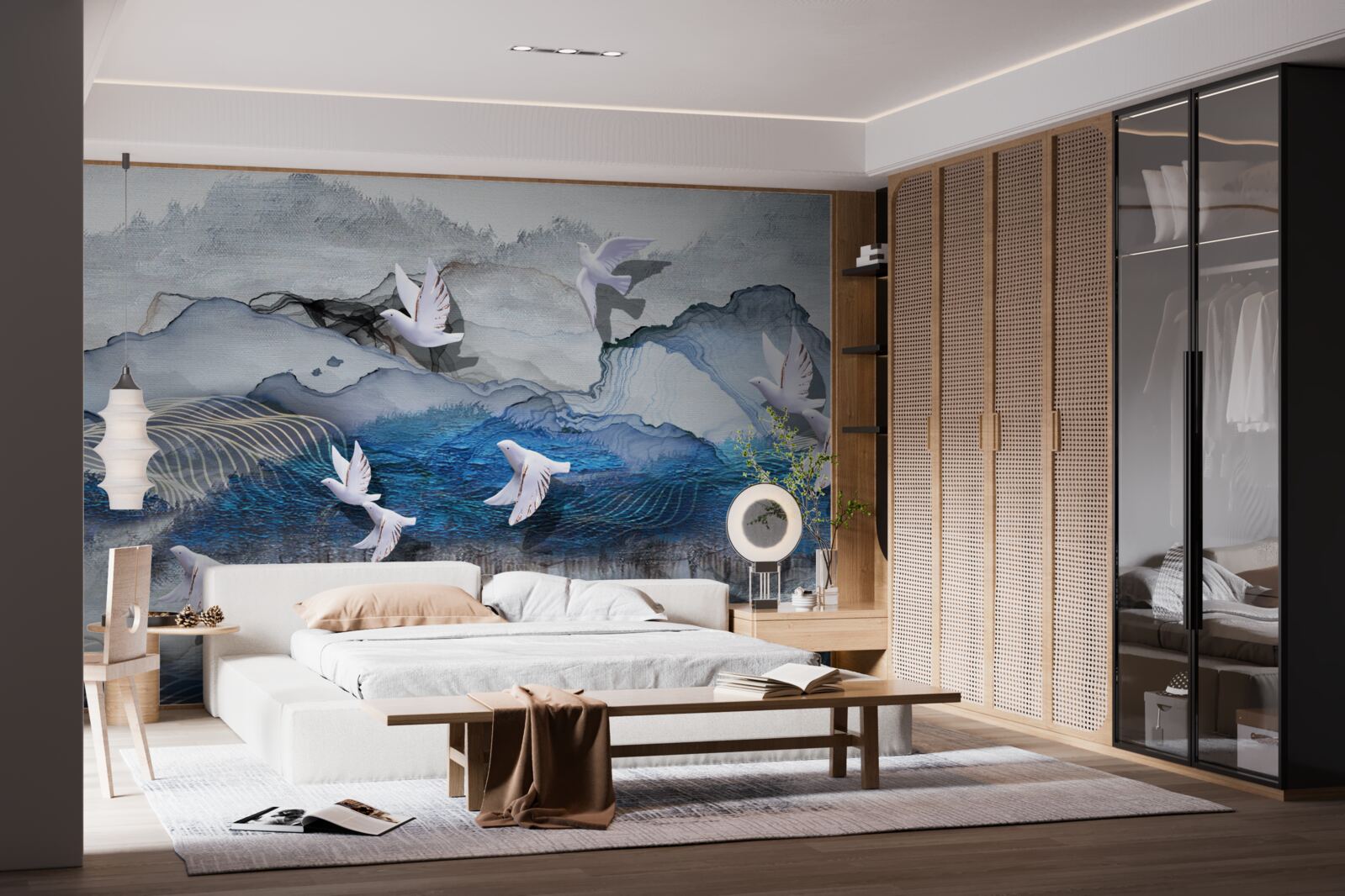 Фотошпалери Лебеді летять над бурею