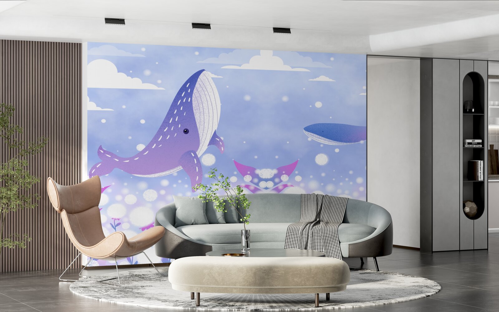 Фотошпалери скупчення китів на дні океану