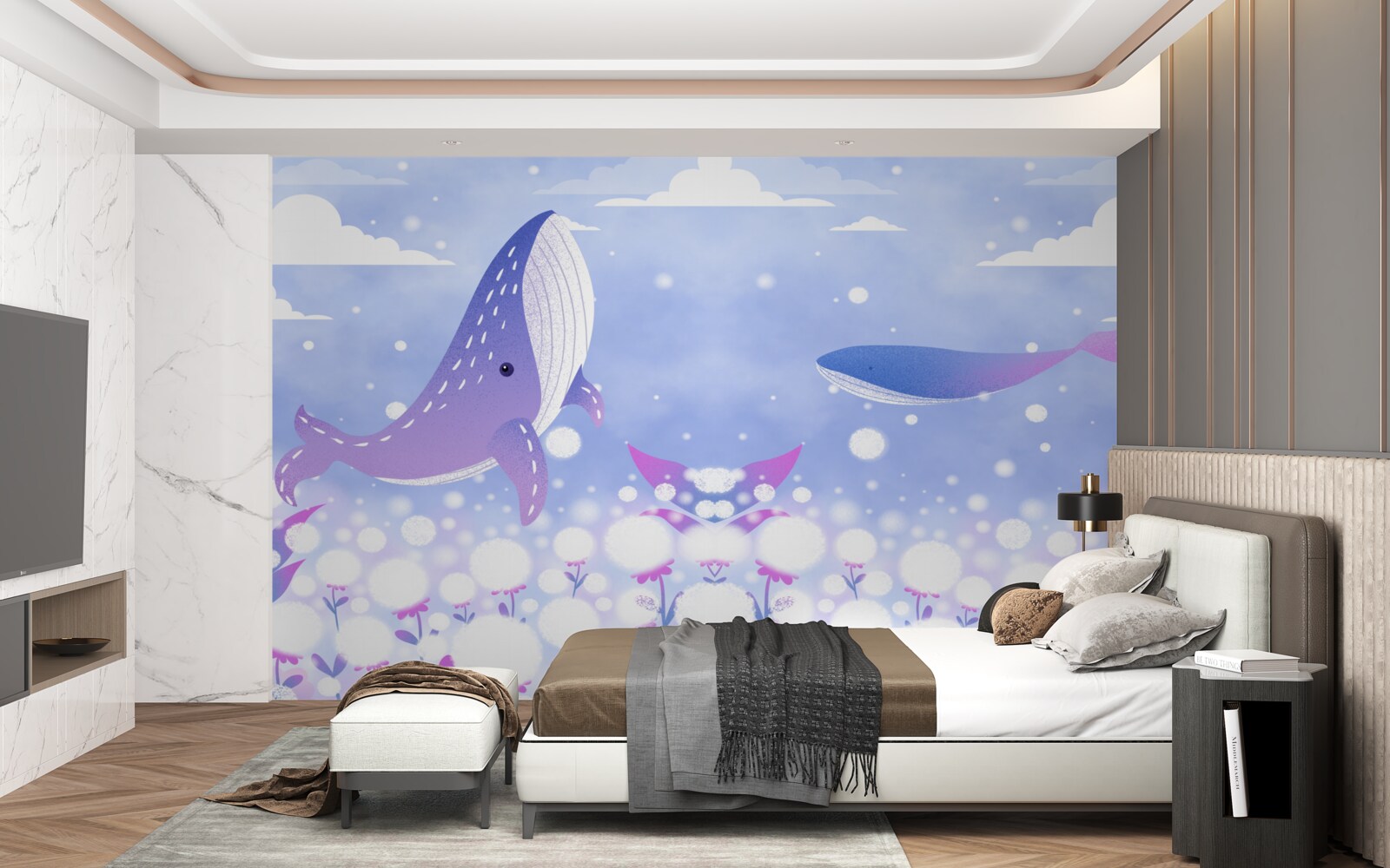 Фотошпалери скупчення китів на дні океану