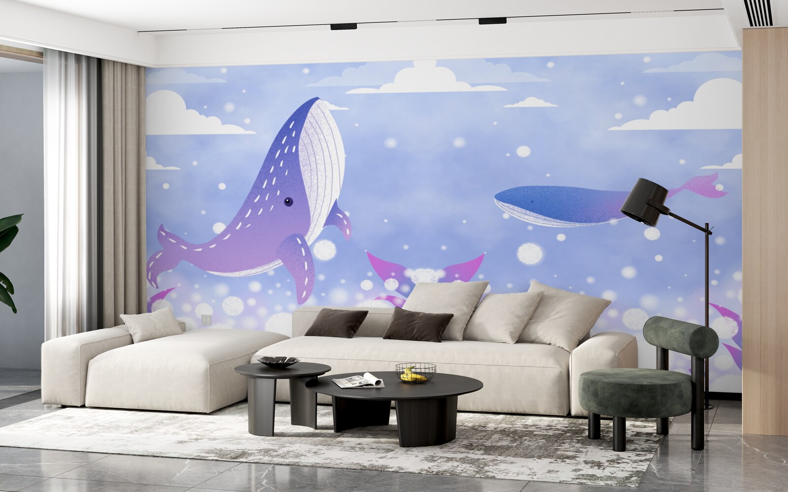 Фотошпалери скупчення китів на дні океану