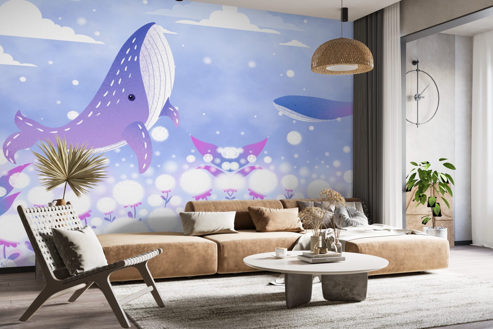 Фотошпалери скупчення китів на дні океану