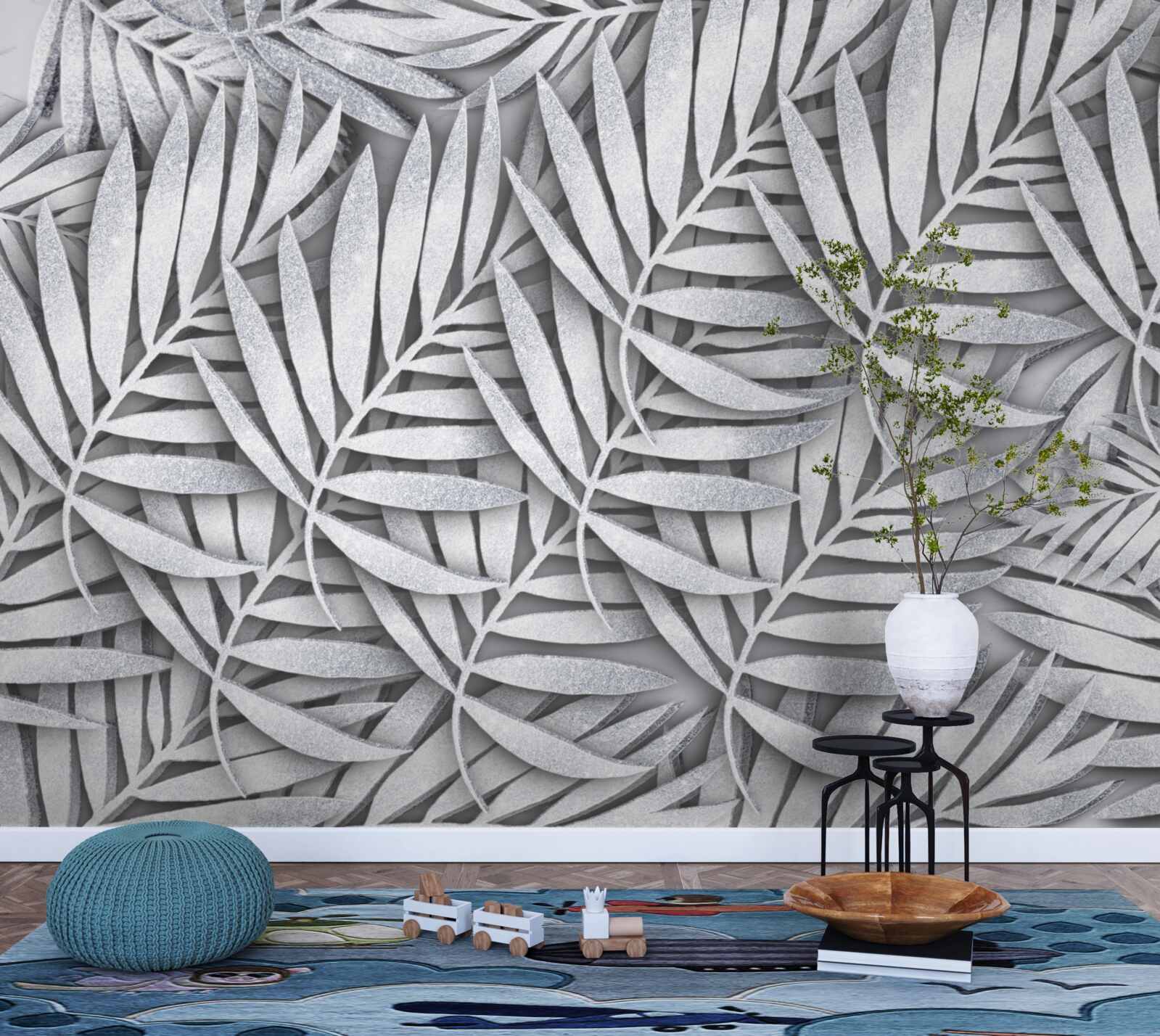 Фотошпалери гілки білої папороті