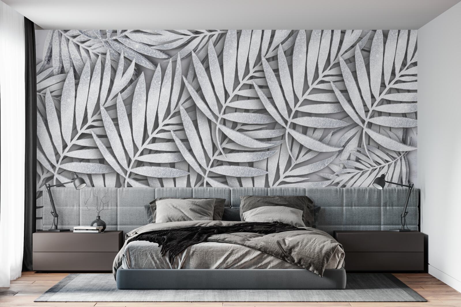 Фотошпалери гілки білої папороті