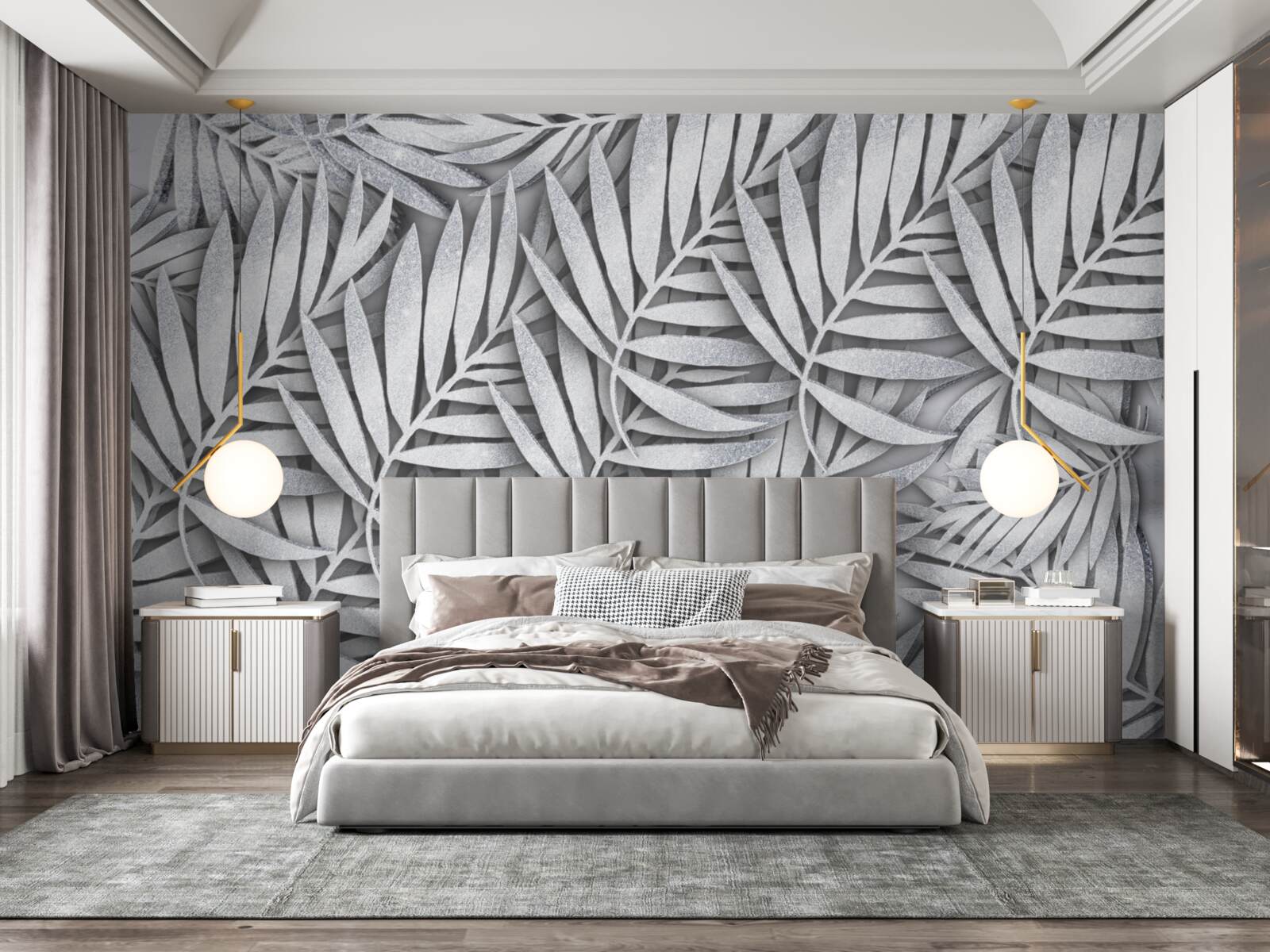 Фотошпалери гілки білої папороті