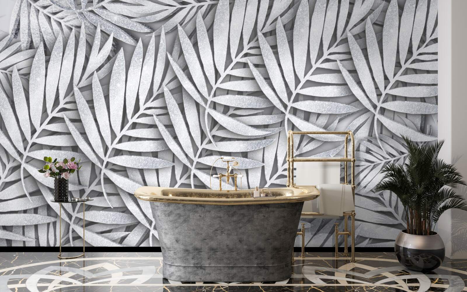 Фотошпалери гілки білої папороті