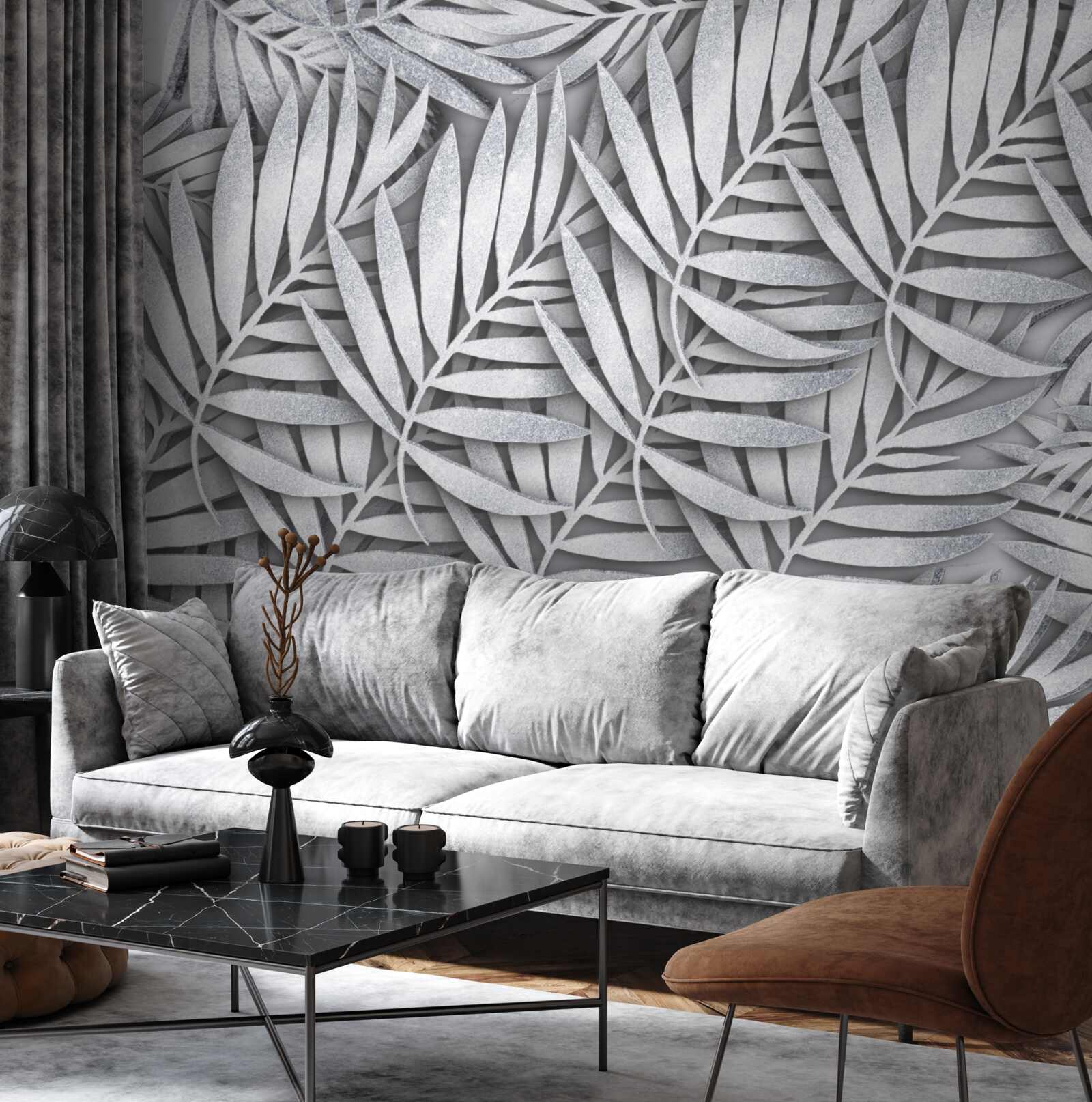 Фотошпалери гілки білої папороті